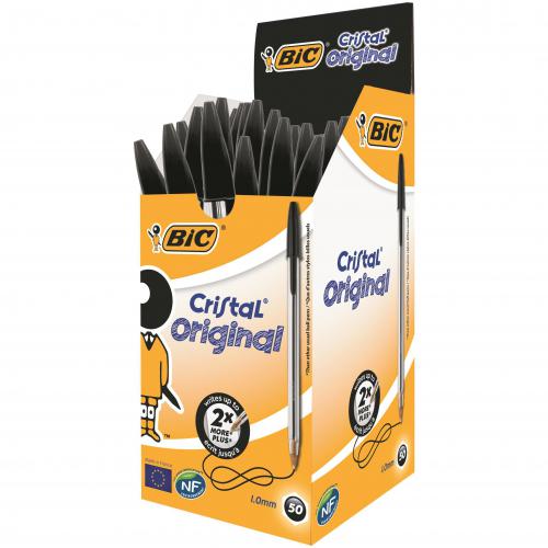 BIC Cristal Ballpoint Biro Original [Black] - 50 pens