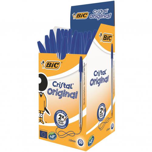 BIC Cristal Ballpoint Biro Original [Blue] - 50 pens