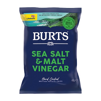 Burts Chips Sea Salt & Malt Vinegar - 20x40g packets