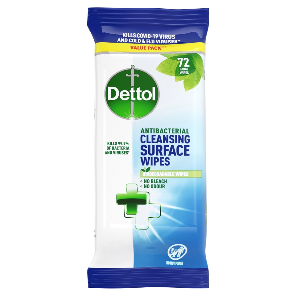 Dettol Wipes Surface Anti-Bacterial - pouch 72 large wipes