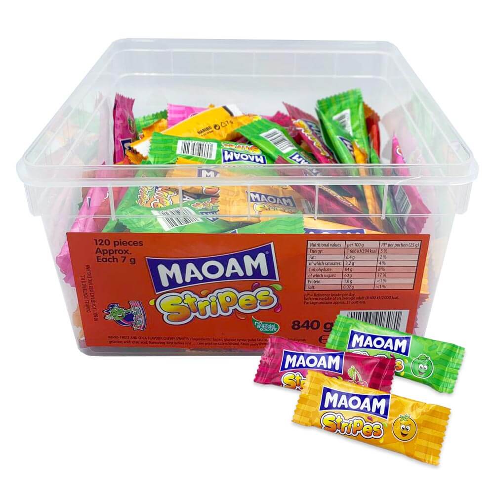 Maoam Stripes - 840g tub [120x7g wrapped]