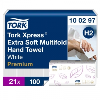 Tork H2 Hand Towels Multi Fold Extra Soft - 21x100 2 ply [100297]